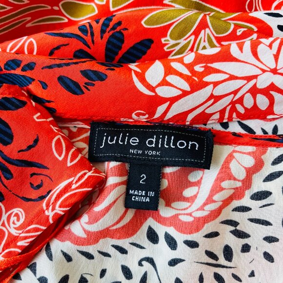 Julie Dillon Orange Asymmetrical Sundress Scoop Neck Sleeveless 100% Silk size 2 - Picture 12 of 13